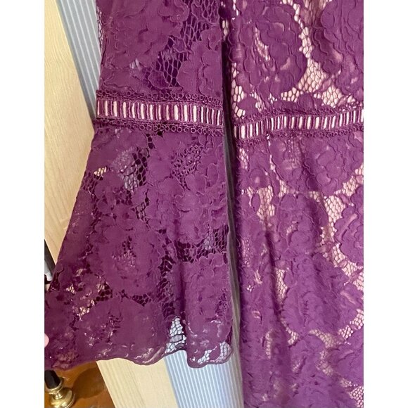 TADASHI SHOJI Burgundy Sheath Lace Dress Ruffle Plus Sz 3XL Party Wedding Bridal - Picture 3 of 8